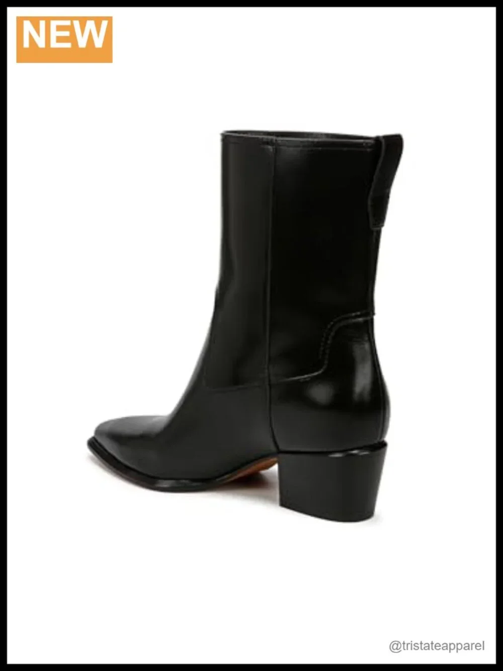 Vince Arlington Modern Ankle Boot Pull-On Leather Pointed Toe Block Heel